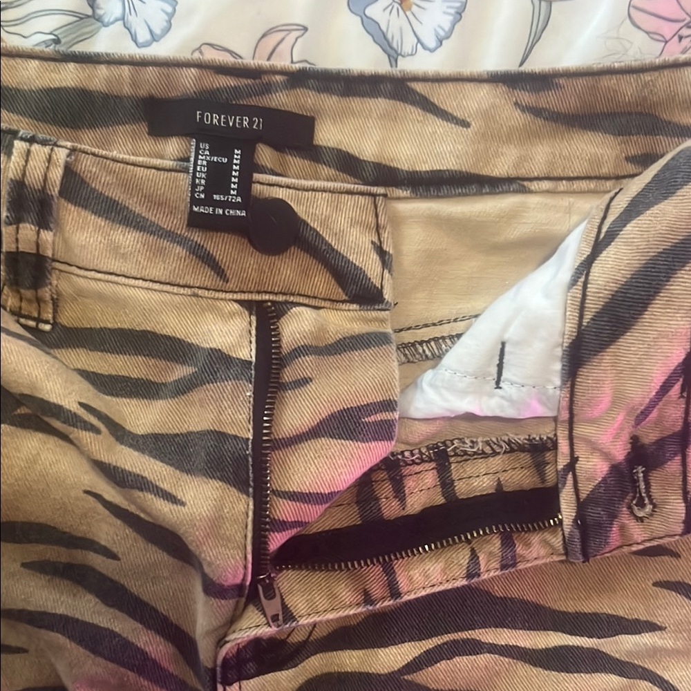 Forever 21 Gold and Black Tiger Mini Skirt